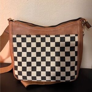 Others Follow Black and Brown Checkered Crossbody Bag